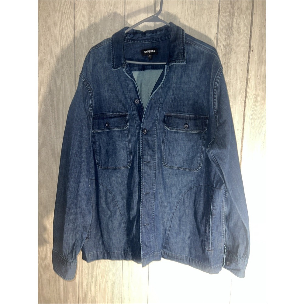 Express Men's Denim Button Down Shirt Size XL